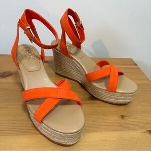 Vince Camuto | Orange Suede Espadrille Wedge Sandals | Fettana Ankle Strap